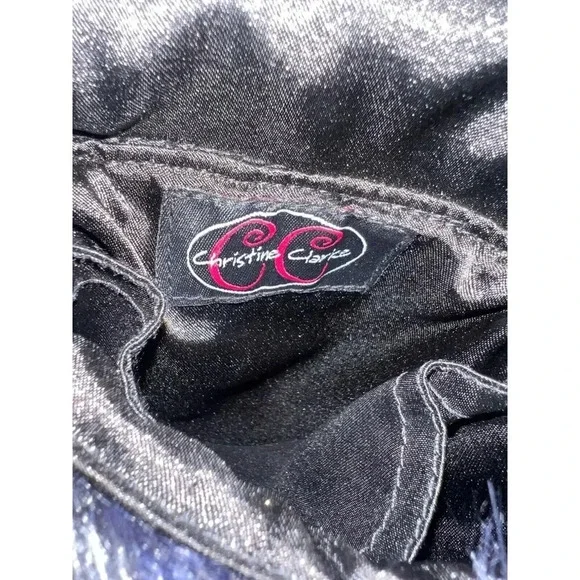 Vintage Christine Clarke faux fur mink purse crossbody satchel bag blue artsy - Picture 5 of 11